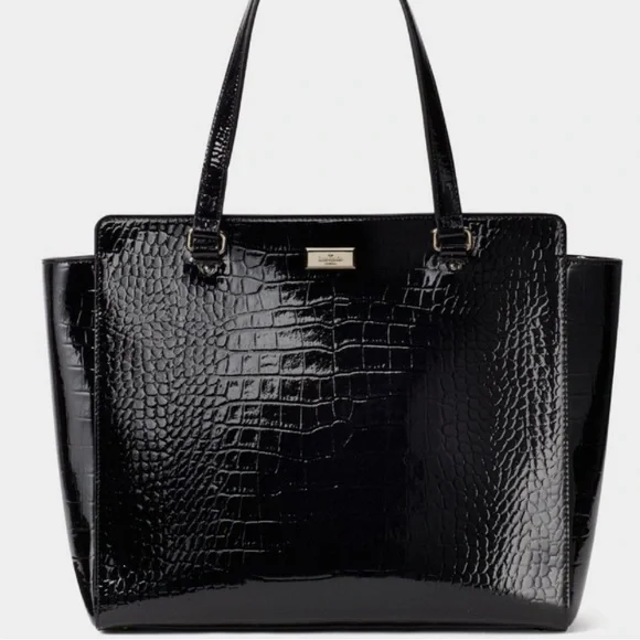 Kate Spade Elissa Bristol Large Black Croc Tote Bag - Like New with No Flaws! ♠️ - Picture 2 of 12